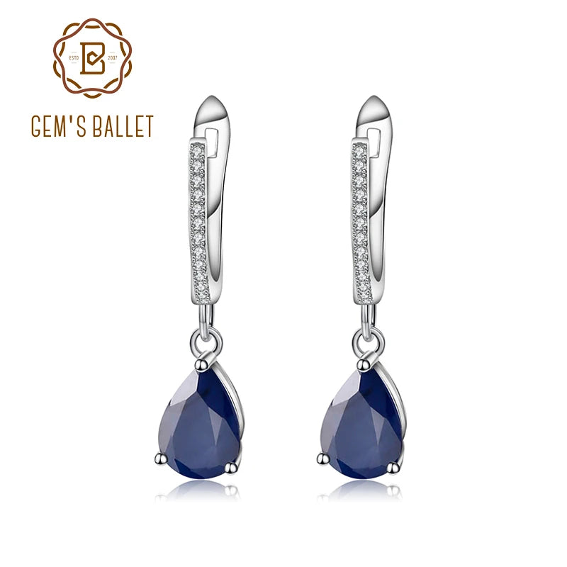 Gem's Ballet 5.05Ct Natural Blue Sapphire Gemstone Drop Earrings 925 Sterling Silver Fine Jewelry For Women Wedding