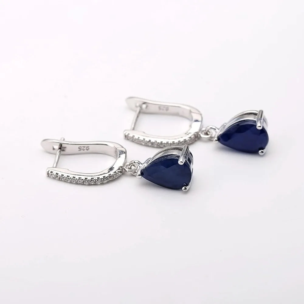 Gem's Ballet 5.05Ct Natural Blue Sapphire Gemstone Drop Earrings 925 Sterling Silver Fine Jewelry For Women Wedding