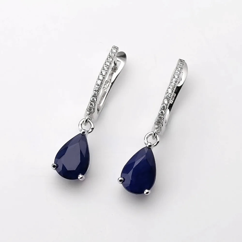 Gem's Ballet 5.05Ct Natural Blue Sapphire Gemstone Drop Earrings 925 Sterling Silver Fine Jewelry For Women Wedding
