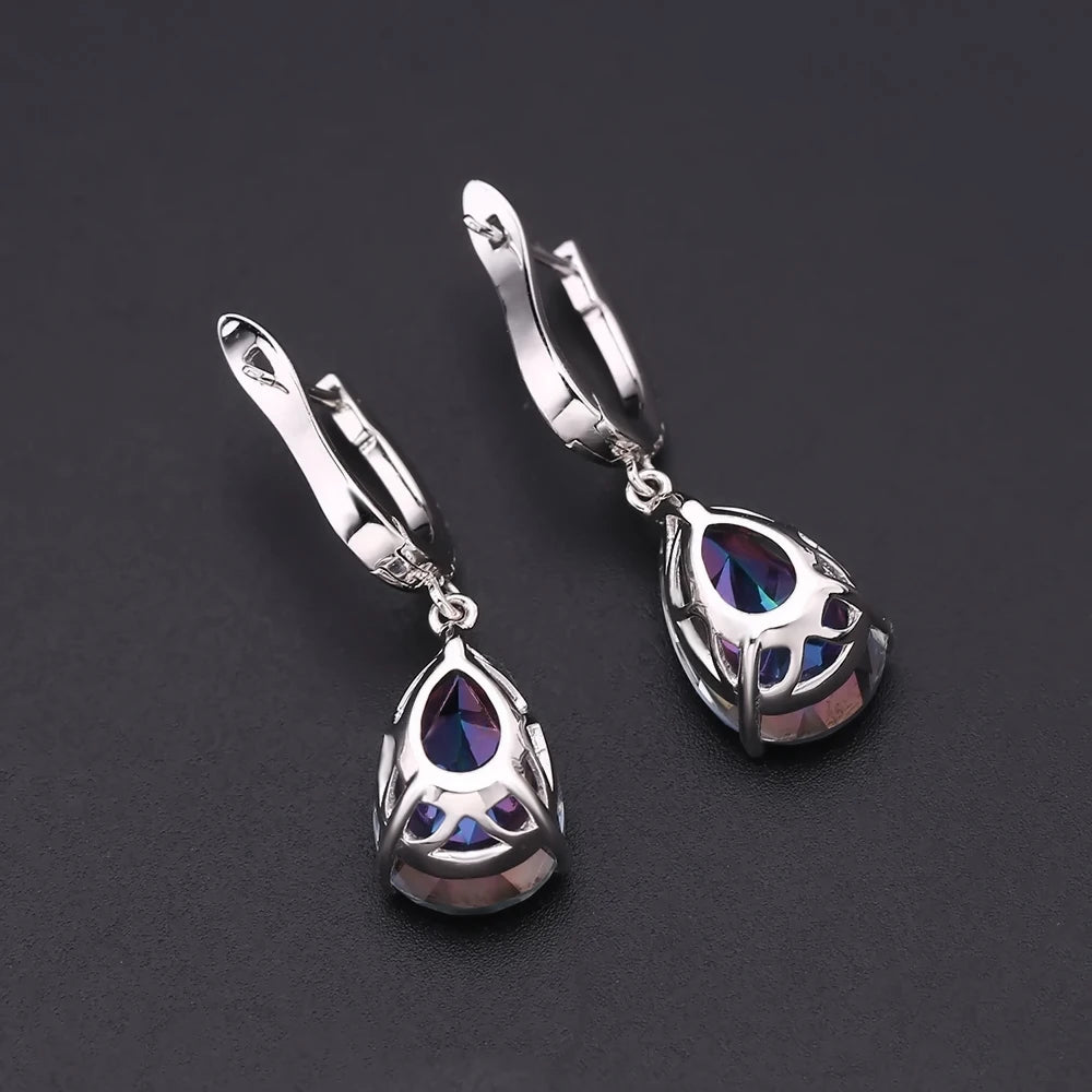 GEM'S BALLET 10.44Ct Natural Rainbow Mystic Quartz  Gemstone Earrings 925 Sterling Silver Drop For Women Fine Jewelry