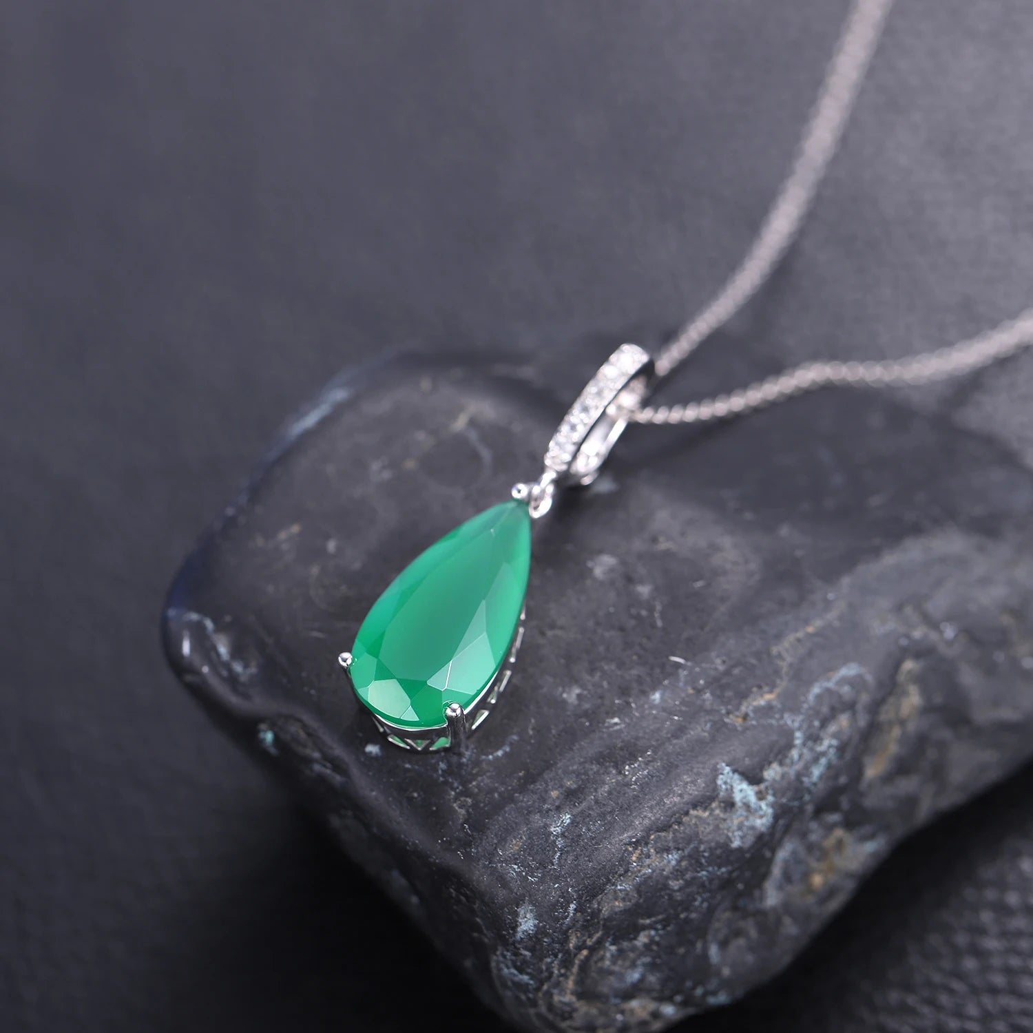 Gem's Ballet 7.89Ct Natural Green Agate Gemstone Pendant  925 sterling Silver Necklaces&Pendants For Women Fine Jewelry