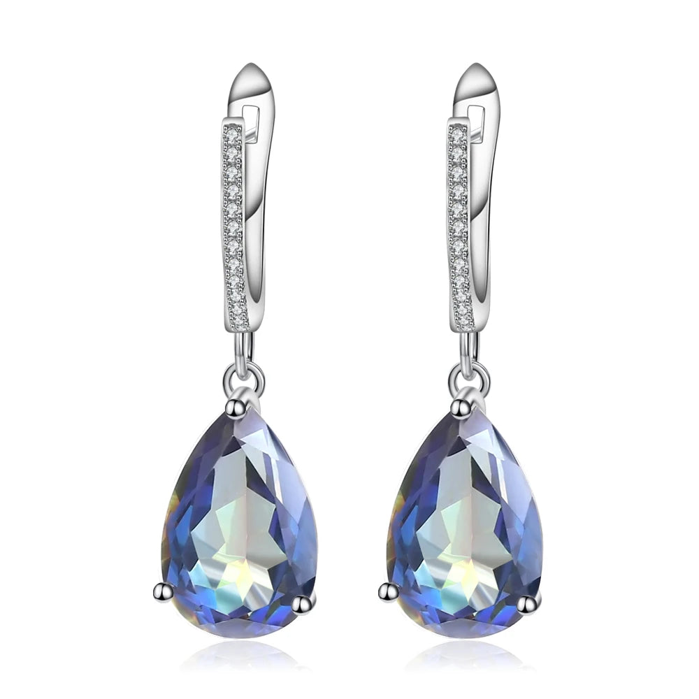 GEM'S BALLET 10.44Ct Natural Rainbow Mystic Quartz  Gemstone Earrings 925 Sterling Silver Drop For Women Fine Jewelry