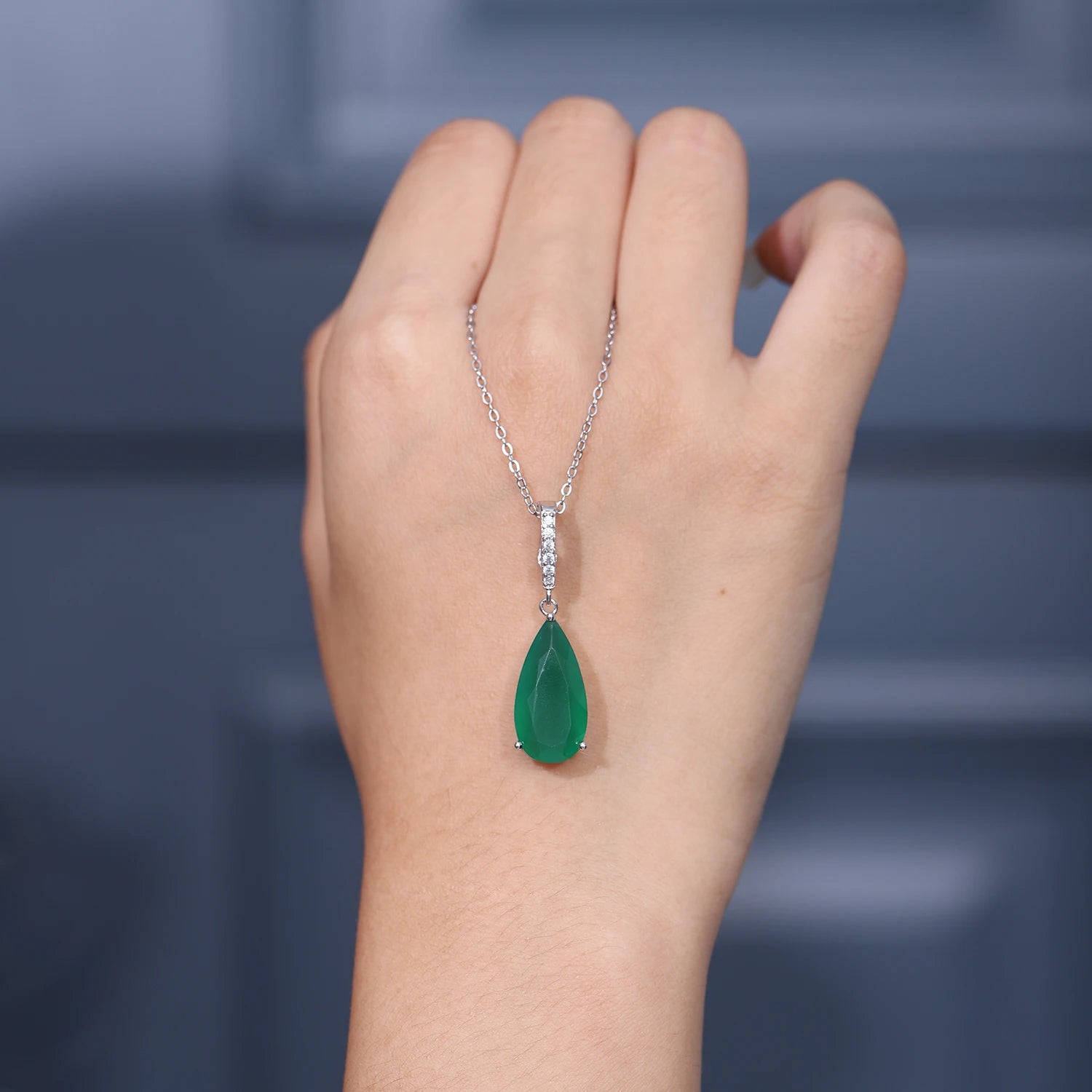 Gem's Ballet 7.89Ct Natural Green Agate Gemstone Pendant  925 sterling Silver Necklaces&Pendants For Women Fine Jewelry